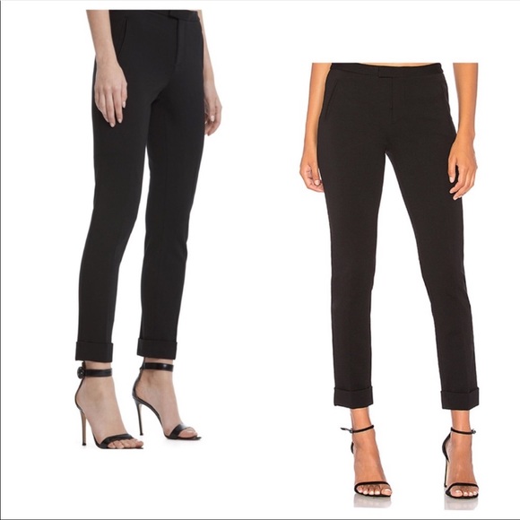 ATM Anthony Thomas Melillo Cuffed Ponte Pants Black Satin Womens Size 6 - Picture 10 of 10